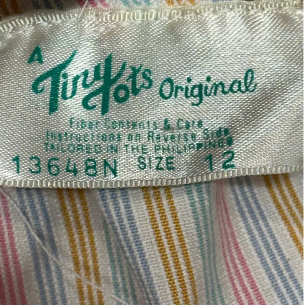 Vintage Tiny Tots Romper 12 months Baby Girl Pink Striped Jumpsuit Classic